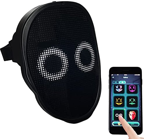 Depointer Life LED-Maske mit Bluetooth-kompatibler App-gesteuerter, Unisex, anpassbarer glänzender Maske