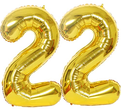 Helium Luftballons Gold 40 - 22. Geburtstag Party Deko Supplies, Folienballon für Mann und Frau (22 Stück)