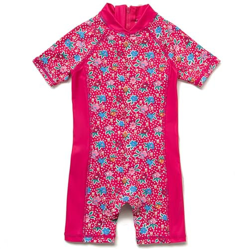 BONVERANO Traje baño bebé protección Solar UPF 50+ Cierre Cremallera (Flor 2, 9-12 Meses)