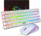 HXSJ V700 Gaming Tastatur und Maus Set,60% Kompakte Tastatur,61 Tasten,TKL Layout,RGB-Beleuchtung,Optische Gaming-Sensormaus mit 7 Tasten,7-Farbiges LED-Licht,Bis zu 3600 DPI,für PC,Mac-Weiß