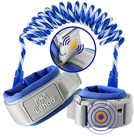 Lehoo Castle Baby Reins for Walking, 1.5M Toddler Reins for Kids with Induction Lock, Anti Lost Wrist Link Wrist Reins, Child Safety Harness for Autism Boys & Girls (Dark Blue)