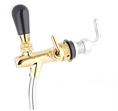 Rubinetto per Birra Regolabile, G5 / 8 Spillatori Per Birra, Acciaio Inossidabile G5/8 Rubinetto per Birra Regolabile con Gambo per Bar da Casa per di Fusto di Birra(Oro)
