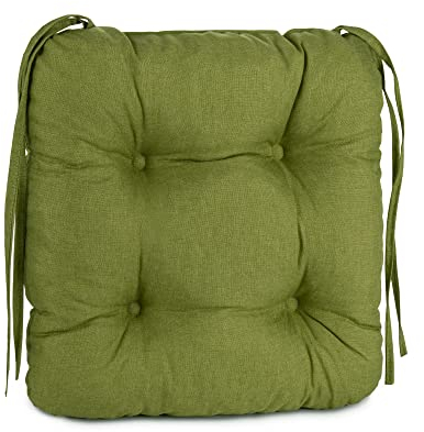 Pillows24 Stuhlkissen 4er Set, Sitzkissen mit Steppung 40x40 cm, Sitzpolster für Outdoor geeignet, Bequemes Sitzpolster mit befestigungs Bändern für Gartenmöbel oder Stuhl (grün)