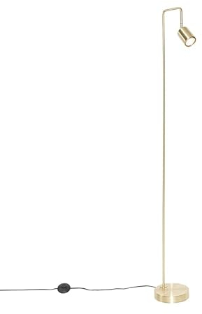 Qazqa - Moderne Stehlampe Messing verstellbar - Java I Wohnzimmer I Schlafzimmer - Stahl Länglich - LED geeignet GU10