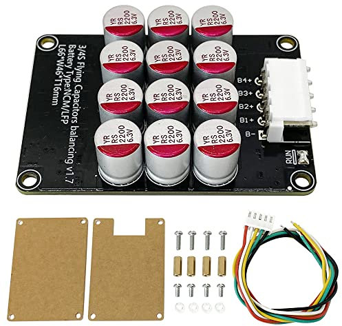 5A 3S 4S 12V Battery Active Equalizer Whole Group Balancer LiFePO4 LFP Lipo Li-ion Lithium Active Battery Energy Transfer Equalization Capacitor Balancer PCB Module with Acrylic Protective Case