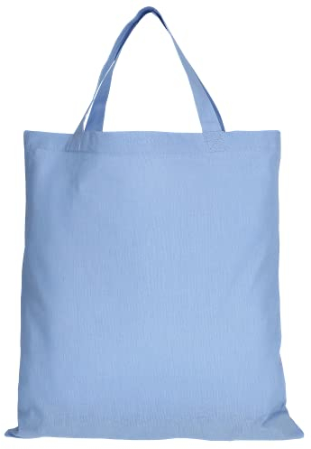 TEXXILLA 10 Stück Baumwolltasche - 28 Farben | mit Zwei kurzen Henkeln | 38x42cm | Jutebeutel | Einkaufstasche | unbedruckt, Farbe:himmelblau, Größe:10 Stück