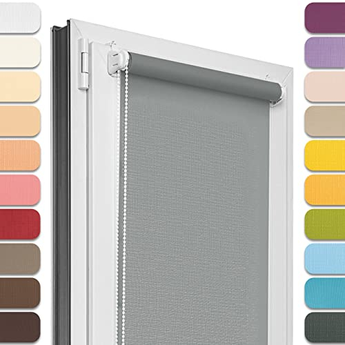 Estika Estor Enrollable sin taladrar - 80 cm x 120 cm - Paloma Oscura - instalación con Abrazaderas, Estor para Ventanas de Interior, mampara de privacidad para Ventanas y Puertas de balcón