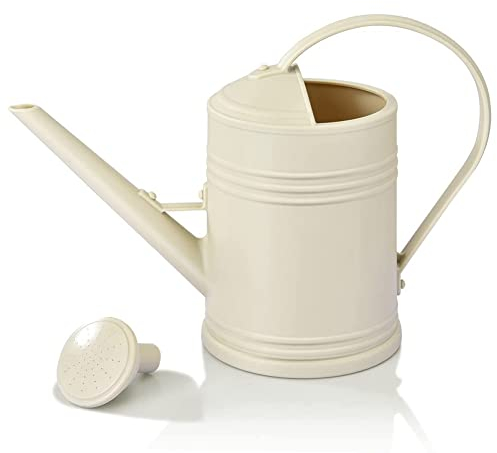 Qeunrtiy Innaffiatoio per piante da interno, brocca per fiori da esterno, per piante da interno, fiori da giardino, beccuccio lungo per interni, beige