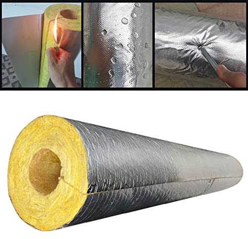 Steinwolle Aluminiumfolie Rohrisolierung, Selbstklebende Dämmschale, Glaswolle Rohr, Wärmedämmung Rohr Schornstein, Industrielle Isolierung Rohr, 50mm Dick ( Size : ID76mm*OD50mm )