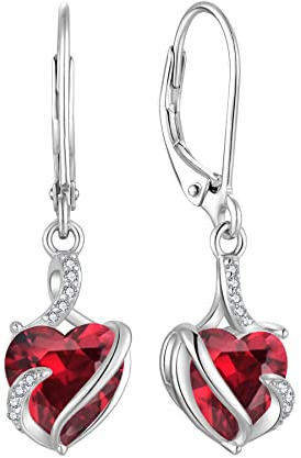 FJ Damen Ohrringe Juli Geburtsstein 925 Sterling Silber Hängend Rubin Ohrringe Unendlichkeit Infinity Schmuck Geschenke für Damen Frauen Mutter Freundin Mama