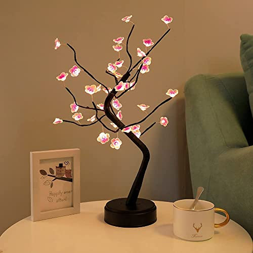 Gresonic Tabletop Bonsai Tree Light with 108 LED Copper Wire String Lights, DIY Artificial Tree Lamp for Bedroom Desktop Christmas Party Indoor Decoration Lights (Cherry Blossom)