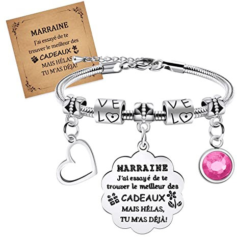 CheersLife Marraine Bracelet Cadeau,Bracelet de Marraine,Cadeau de fête des Mères,Femmes au foyer,Cadeaux d'anniversaire,Cadeaux de Famille,Cadeaux pour Noël