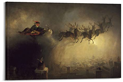 JAHER William Holbrook Bart-Gemälde – (Weihnachtsmann) Poster Kunstwerke Bild Druck Wandkunst Gemälde Leinwand Geschenk Dekor Heim Dekor 20 x 30 cm