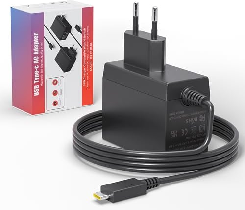 Cargador para Nintendo Switch,39W Adaptador de Corriente de Carga Rápida USB Tipo C Compatible con Modo TV/Switch Lite/NS Switch/Switch OLED 15V 2,6A (1.5m Cable)