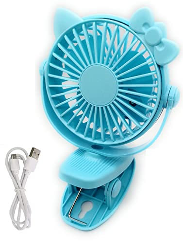 Genérico Mini Ventilador Portatil Silencioso, 3 Velocidades y Luz, Potente Pinza Ventilador Pequeño de Mesa con Cable USB para su Carga Incluido, Ideal para Oficina, Hogar, Cochecito de Bebé