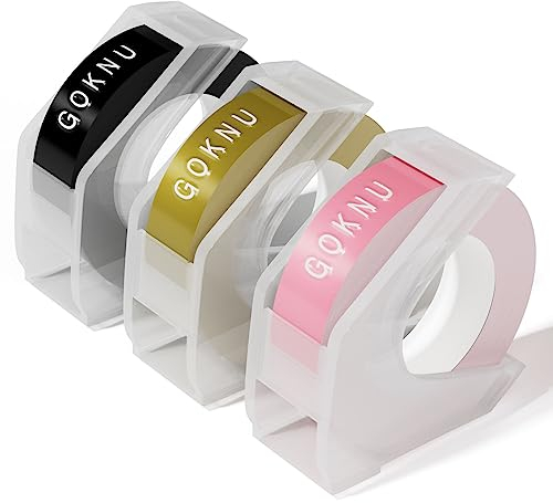 Etikettenband Kompatibel mit Dymo Omega Junior Etiketten Selbstklebend 3/8,Kompatibel mit Dymo Omega Junior Embossing Etikettiergerät and E975 Embossed Beschriftungsgerät