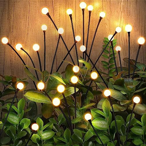 2 Stück 12 LED Wasserdicht Firefly Solar Gartenlichter,Glühwürmchen Solar Leuchte,Glühwürmchen Solargartenlichter,Solarleuchten für Außen Garten,Gartenbeleuchtung Solar Außen,led Lichter Garten Solar