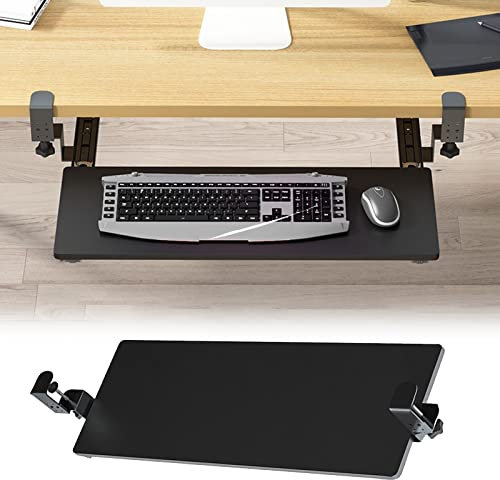 Rallonge de Bureau sous Table Tablette coulissante pour Plateau de Clavier 52/65/75x25 cm, avec Rails coulissants, tiroir pour Clavier Facile à Retirer, à Pince/Ergonomique/protecteyes/rédui