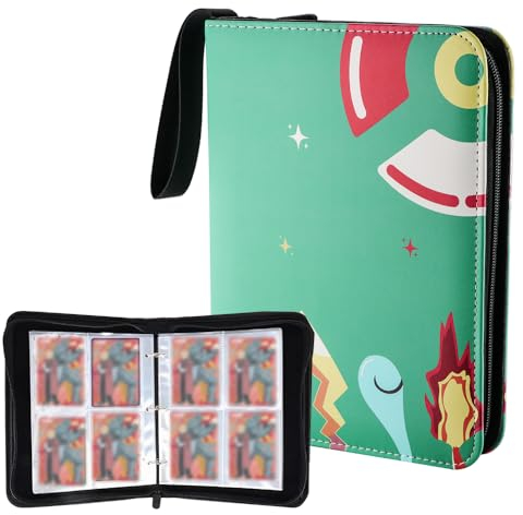 Sammelalbum Karten, 4-Pocket Kartenhalteralbum mit 480 Karten, Taschenkarten-Binder PU Leder-Sammlerkartenalbum mit Reißverschluss für Kinder und Sammler, 60 Seiten