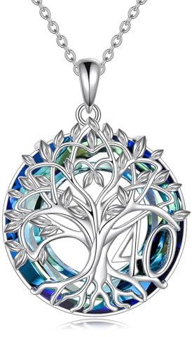 YFN 40. Geburtstag Geschenke für Frauen Sterling Silber Baum des Lebens Halskette Schmuck für sie 40 Jahre alt (40th)