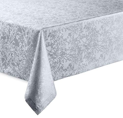 Hochwertige Tischdecke mit Saumrand Harmony Hellgrau Oval 135 x 180 cm pflegeleicht