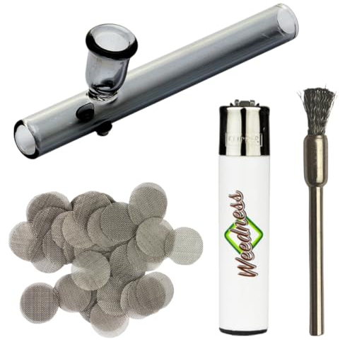 Weedness Glas-Pfeife Kawumm in Schwarz 10 cm 4-teiliges Set – Tabakpfeife Pfeife Smoking Pipe Glaspfeife Zubehör Kickloch