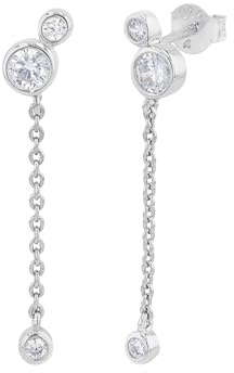 NOELANI Ohrstecker 925 Sterling Silber Damen Ohrschmuck, mit Zirkonia synth., 2,6 cm, Weiß, Kommt in Schmuck Geschenk Box, 2037851