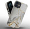 Yuning419 Phone Case Compatible with iPhone 11 Case,Hybrid 2 Layer PC Hard Shell + Silicone Protective Case, White Gold Marble Scratch-Resistant Shockproof Cover for iPhone 11