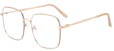 Blue Light Blocking Eyewear Uv Blue Light Blocking Glasses Anti Blue Light Computer Glasses Metal Frame Uv Protection Eyewear for Women Men Rose Gold