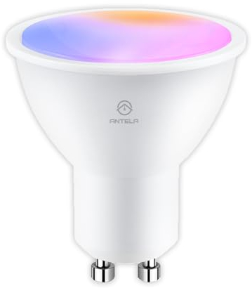 ANTELA Smart Alexa Glühbirne GU10 5W LED WLAN RGB Warmweiß (2700K) Kaltweiß (6500K) Birne Lampe, APP Steuern Kompatibel mit Google Home, 1PC