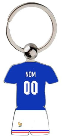 Porte Clé Football France Maillot Domicile 2024 Personnalisable avec Nom et Numéro