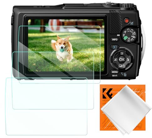 K&F Concept Displayschutzfolie für Olympus TG-Serie, 3 Stück, Hartglas, 9H Härte, 99,99% Klarheit, Anti-Fingerabdruck, Kratzfest