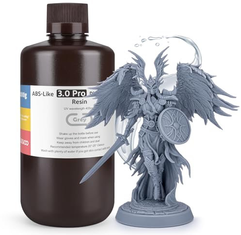 ELEGOO ABS-Like Resin 3.0 Pro, UV-Härtendes 3D Resin mit Hohe Präzision, Nicht Spröde, Nicht Giftig für LCD/DLP 3D Drucker Photopolymer Harz Grau 1kg