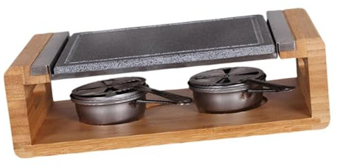 Fenteer Kochsteingrill zum Grillen von Fleisch, leicht, einzigartig, mit Holzständer für Steak, Grillstein, Brutzelplatte für Picknick im Freien