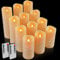 NAKIHOUSE Outdoor Waterproof Flameless Candles Pack of 12 Warm White LED Candles Light, Battery Operated Pillar Flickering Electric Candles with Remote Control and Timer (D2.2'' x H4''5''6'')