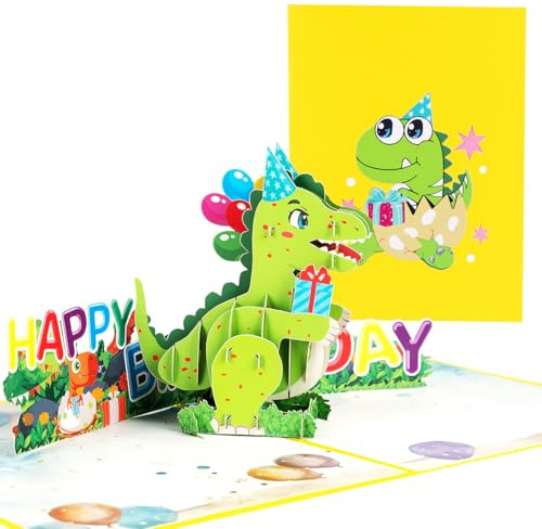CNLITHEKA Pop Up Geburtstagskarte, Dinosaurier-Thema Geburtstagskarte, Lovely Happy Birthday Grußkarten für Tochter, Sohn, Mädchen, Jungen, Frauen, Männer.