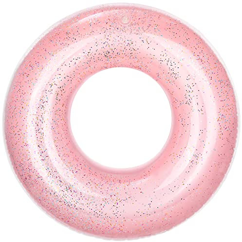 MoKo Schwimmring, 70cm Aufblasbar Schwimmreifen mit Glitzer Swimming Pool Spielzeug Float Zubehör Luftmatratze für Kinder Beach Party, Rosagold