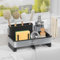 LIONONLY Kitchen Caddy Sink Organiser,Stainless Steel Sponge Holder with Auto Drain Tray, Detachable Towel and Brush Holder,Countertop Sink Tidy Kitchen Organiser