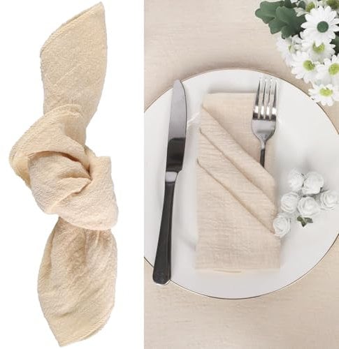 4 Pcs Cloth Napkins16.5x16.5 Inch, Napkins Cotton, Party Napkins Adults Cloth,Solid Color Table Cloth Napkins Set for Christmas/Dinners/Weddings/Bar/Cocktail (Beige)