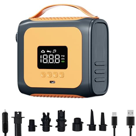 Zetta 138 SUP Pump 20PSI High Pressure Paddle Board Pump Quick Portable SUP Air Pump,Auto-Off &12V DC Car,6 Nozzles for for Inflatable Stand up Paddle Boards,Boats,Inflators