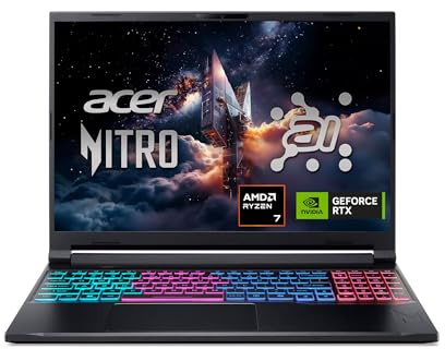 Acer Nitro V 16S AI Gaming Laptop | Processore AMD Ryzen 7 260 | NVIDIA GeForce RTX 5060 Laptop GPU (572 AI Tops) | 16 WUXGA IPS 180Hz Display | 32GB DDR5 | 1TB Gen 4 SSD | Wi-Fi 6 | ANV16S-41-R2AJ