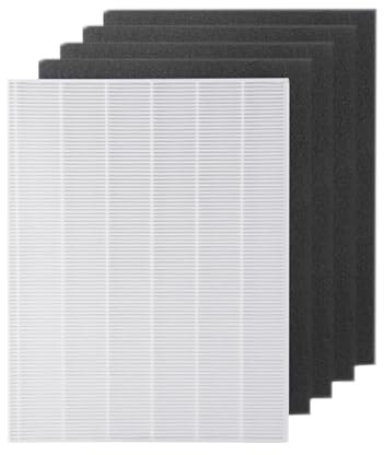 4 pezzi di parti del purificatore d'aria, prefiltri al carbone e 1 pezzo di filtro HEPA principale, compatibile con Winix, 115115 5300 5500 6300