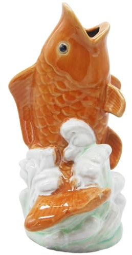 Ligeinsrk Pond Spitter, Ceramic Carp Fish Fountain Spitter, 4.7x3.9x8.7 Vintage Pond Statues, Spitters for Small Ponds Patio Deck and HomePond