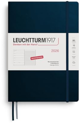 LEUCHTTURM1917 372467 Wochenkalender & Notizbuch Composition (B5) 2026, 12 Monate, Deep Sea, Deutsch