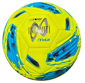 Samba Infiniti 4 MAX Training Football 2025 | Highly Durable Grass & Astro Ball | Made with AirFoam™| 32 Panels | Available in Size 3, 4 & 5 (Fluo Yellow/Blue, 5)