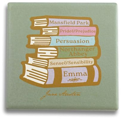 Half Moon Bay Jane Austen Coaster Single Ceramic - Jane Austen | Cork Backed Coaster | Tableware | Drink Coasters | Home Decor | Official Licensed Merchandise