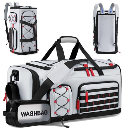 35L Gym Bag with Shoe Compartment, Dry & Wet Separation Overnight Bag-Gray | MIAOKE Sports Duffel Bag for Men and Women, Travel Duffel Bags with Waterproof Pocket, Enjoy a Relaxing Holiday