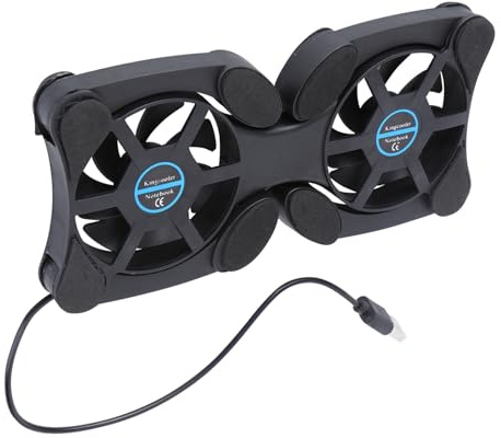 LRXIYODE Refroidisseur pour Ordinateur Portable Pliable à Deux Ventilateurs USB, Support De Refroidissement Antidérapant en Abs Compact, Portable, pour Utilisateurs Mobiles, Coloris Noir