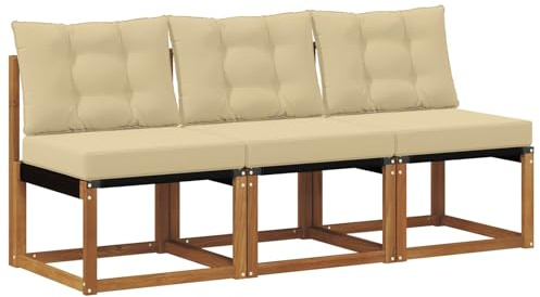 vidaXL 3 Stück Outdoor Mittelsofa, Balkonmöbel, moderner Stil, langlebiges Design, wetterfeste Akazie, multifunktional für den Garten
