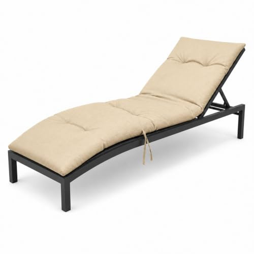 Meteorwi Home - Cojín para Tumbona Acolchado y Grueso, Colchoneta Cómoda para Exterior, Ideal para Jardín, Piscina, Terraza, Playa y Balcón (Beige, 180x55cm)